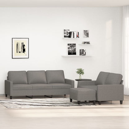 Set di Divani 3 pz con Cuscini Grigio Scuro in Tessuto