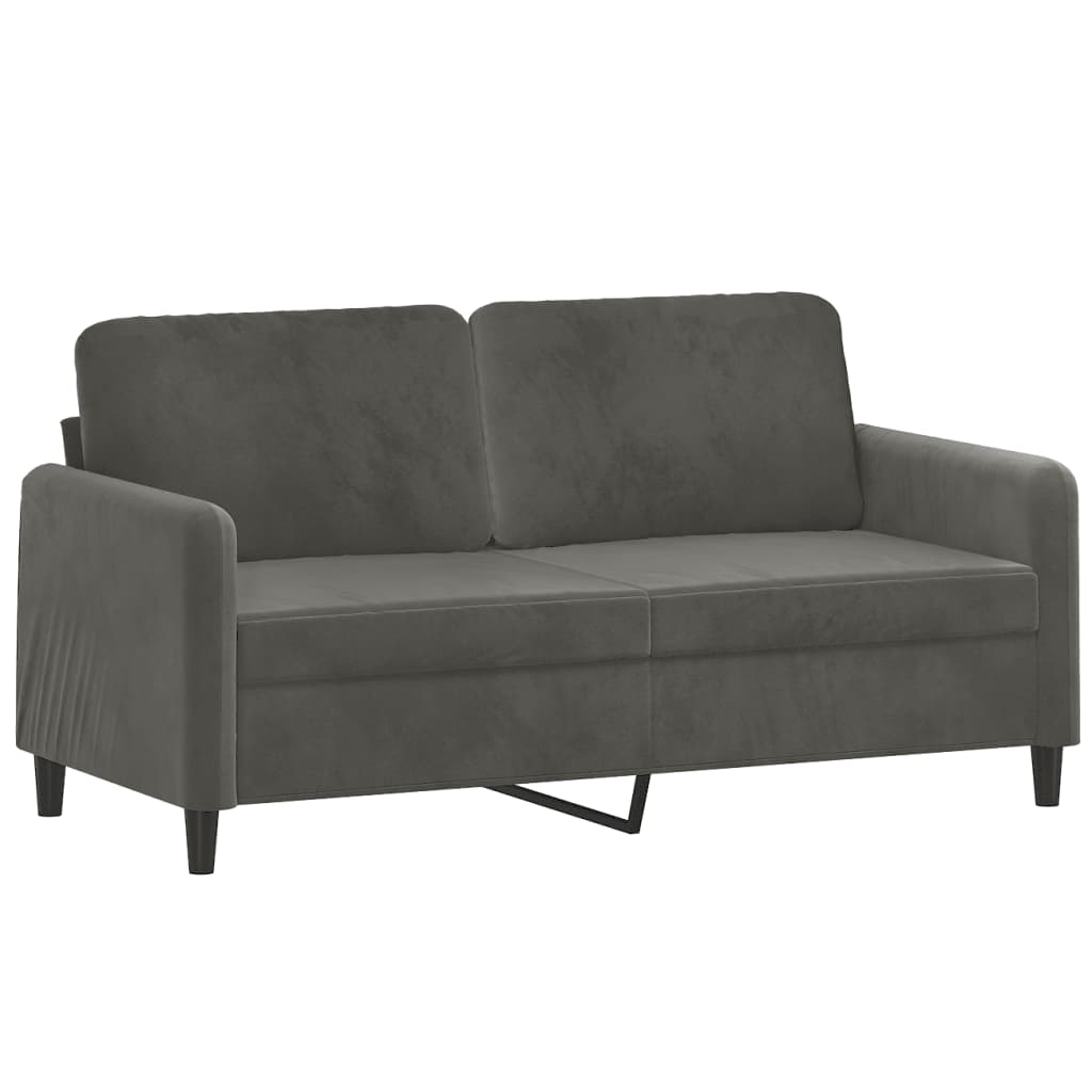 Set di Divani 3 pz con Cuscini Decorativi Grigio Scuro Velluto