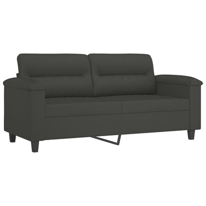 Set Divani 4 pz con Cuscini Grigio Scuro in Tessuto Microfibra