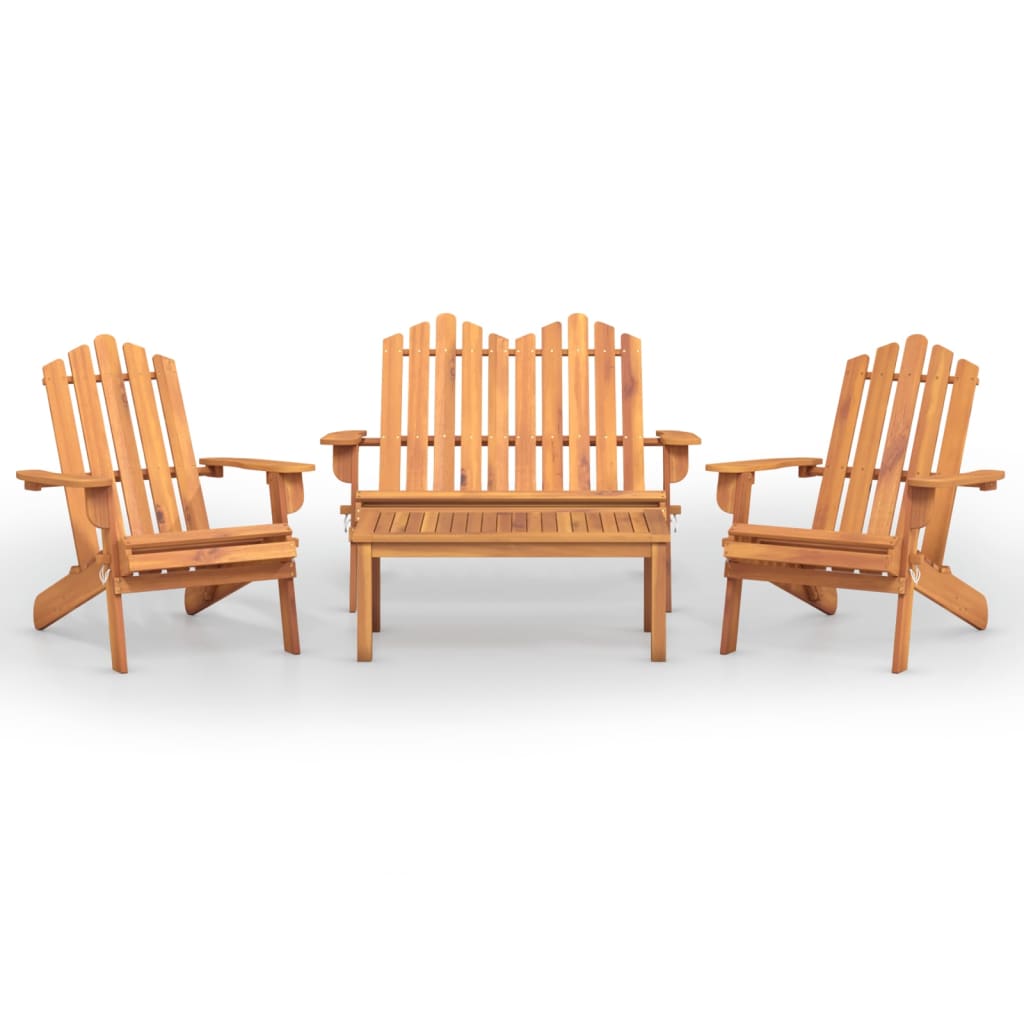 Set Salotto da Giardino Adirondack 4pz Legno Massello di Acacia