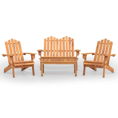 Set Salotto da Giardino Adirondack 4pz Legno Massello di Acacia