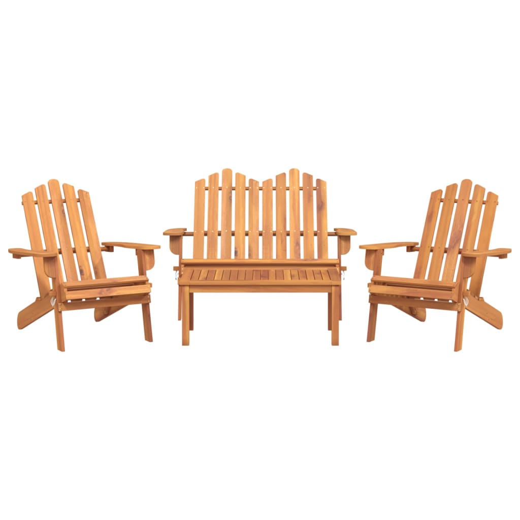 Set Salotto da Giardino Adirondack 4pz Legno Massello di Acacia