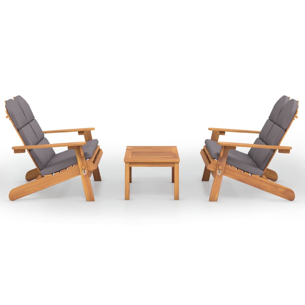 Set Salotto da Giardino Adirondack 3pz Legno Massello di Acacia
