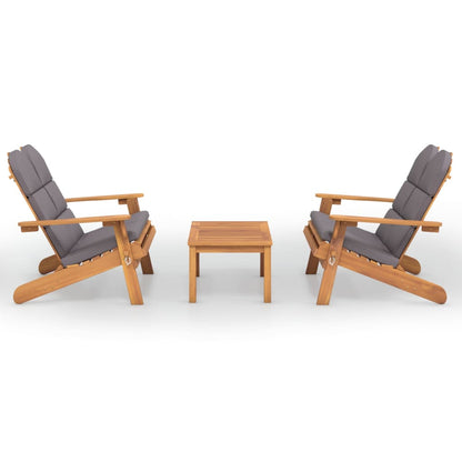 Set Salotto da Giardino Adirondack 3pz Legno Massello di Acacia