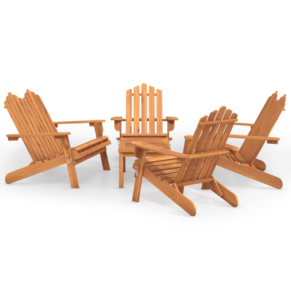 Set Salotto da Giardino Adirondack 5pz Legno Massello di Acacia