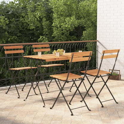 Set BistrÃƒÂ² Pieghevole 5pz in Legno Massello di Acacia e Acciaio