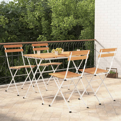 Set BistrÃƒÂ² Pieghevole 5pz in Legno Massello di Acacia e Acciaio