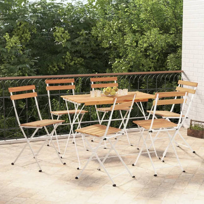 Set BistrÃƒÂ² Pieghevole 7pz in Legno Massello di Acacia e Acciaio