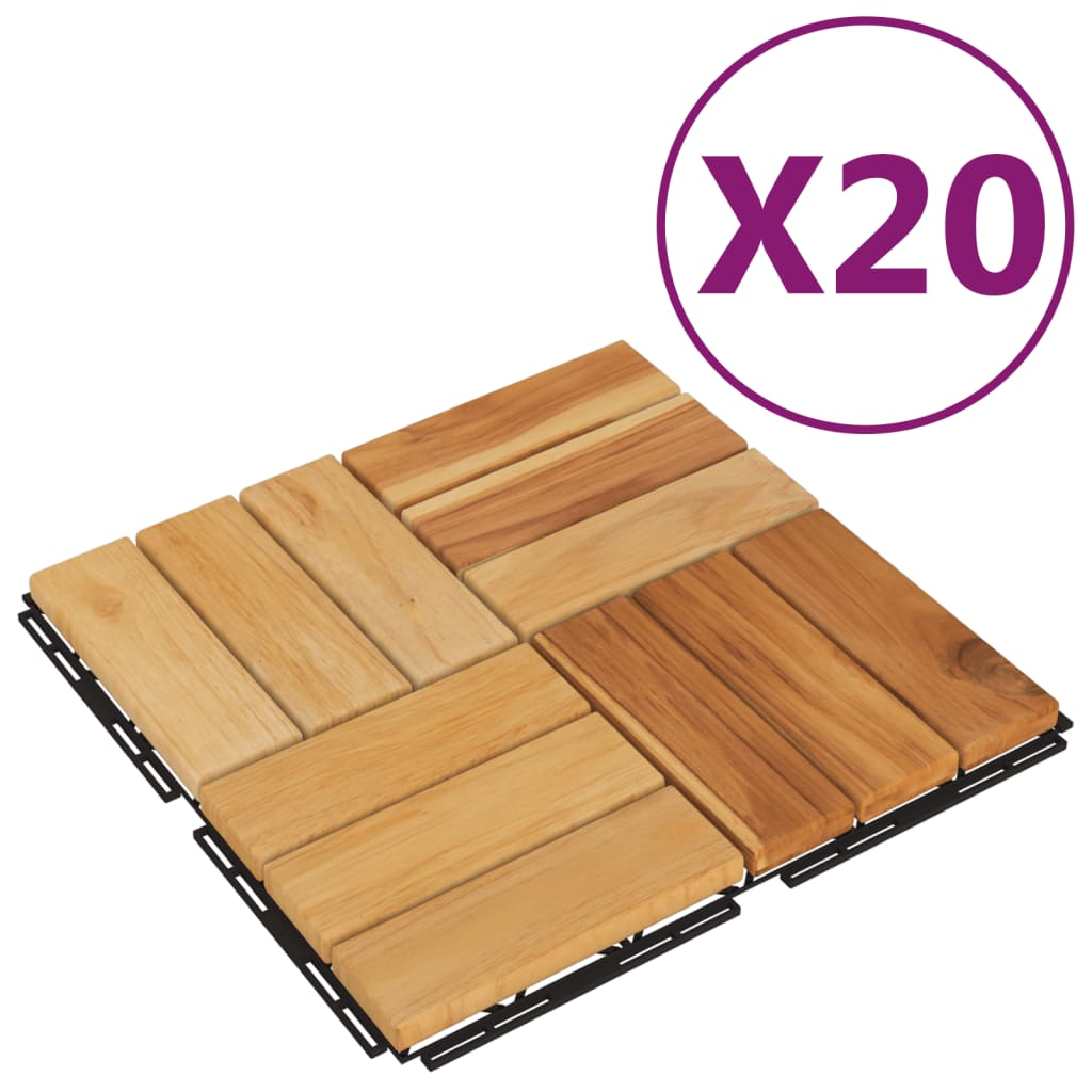Piastrelle per Esterni 20pz 30x30 cm Legno Massello di Teak