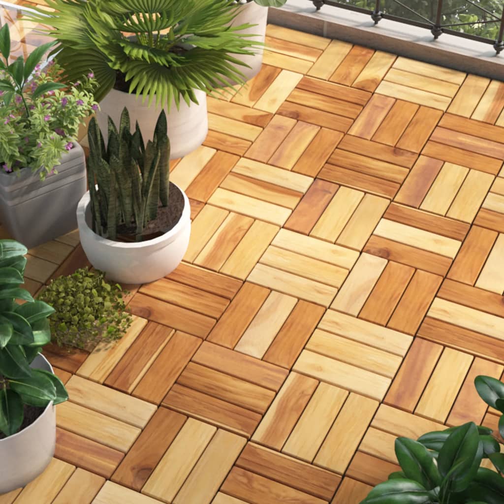 Piastrelle per Esterni 30pz 30x30 cm Legno Massello di Teak