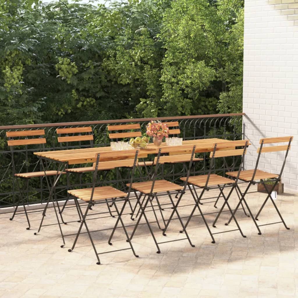 Sedie Pieghevoli da BistrÃƒÆ’Ã‚Â² 8 pz Legno Massello Teak e Acciaio