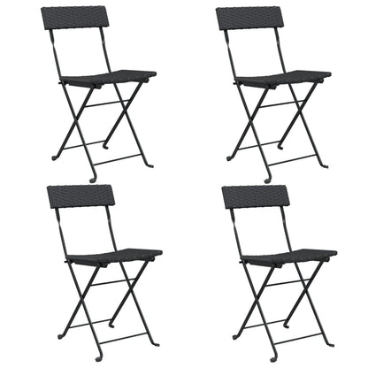 Sedie Pieghevoli da BistrÃ² 4 pz Nere Polyrattan e Acciaio