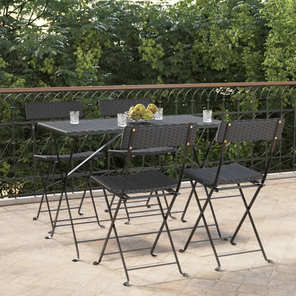 Sedie Pieghevoli da BistrÃ² 4 pz Nere Polyrattan e Acciaio