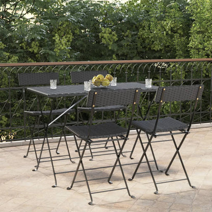 Sedie Pieghevoli da BistrÃ² 4 pz Nere Polyrattan e Acciaio