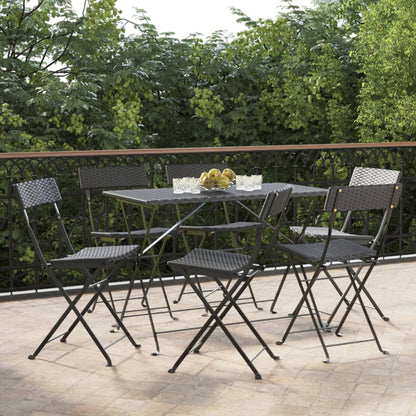 Sedie Pieghevoli da BistrÃ² 6 pz Nere Polyrattan e Acciaio