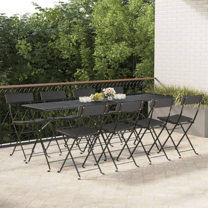 Sedie Pieghevoli da BistrÃ² 8 pz Nere Polyrattan e Acciaio