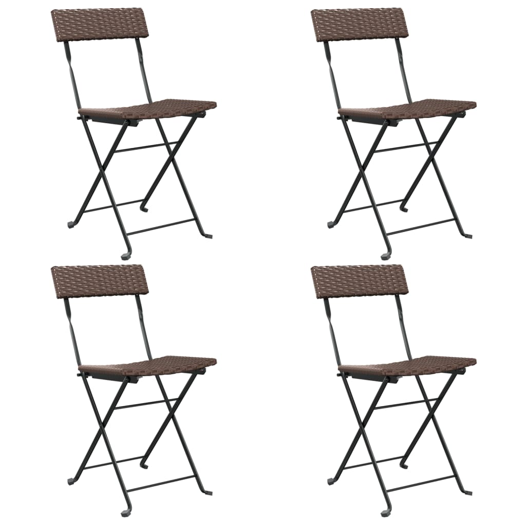Sedie Pieghevoli da BistrÃ² 4 pz Marroni Polyrattan e Acciaio
