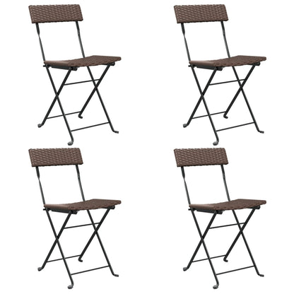 Sedie Pieghevoli da BistrÃ² 4 pz Marroni Polyrattan e Acciaio