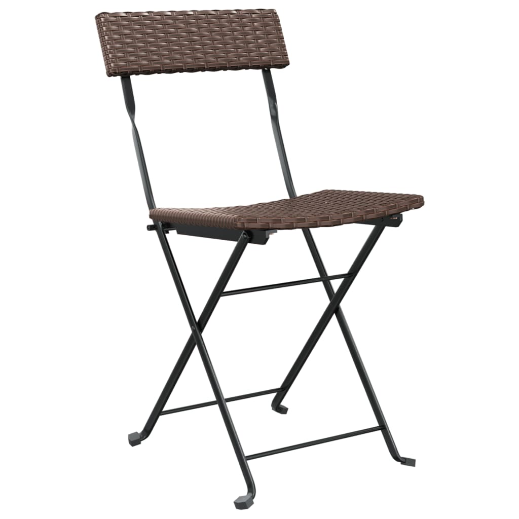 Sedie Pieghevoli da BistrÃ² 4 pz Marroni Polyrattan e Acciaio