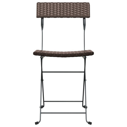 Sedie Pieghevoli da BistrÃ² 4 pz Marroni Polyrattan e Acciaio