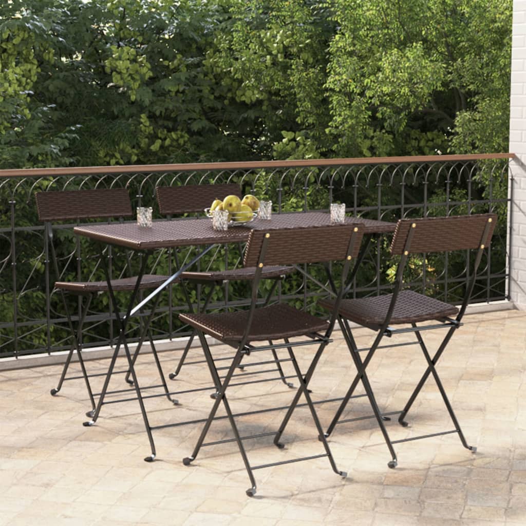 Sedie Pieghevoli da BistrÃ² 4 pz Marroni Polyrattan e Acciaio