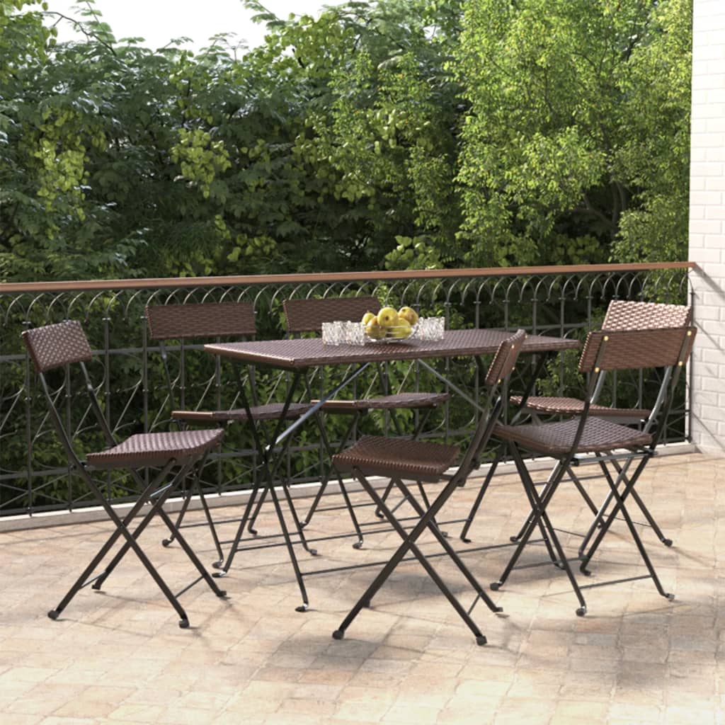 Sedie Pieghevoli da BistrÃ² 6 pz Marroni Polyrattan e Acciaio