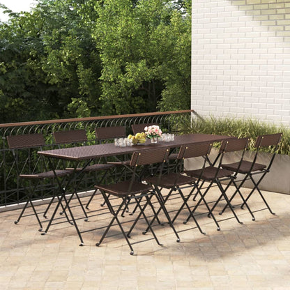 Sedie Pieghevoli da BistrÃ² 8 pz Marroni Polyrattan e Acciaio