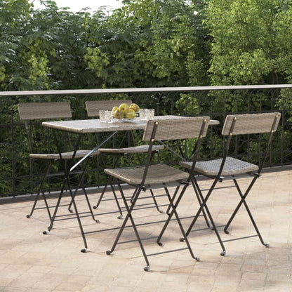 Sedie Pieghevoli da BistrÃ² 4 pz Grigie Polyrattan e Acciaio