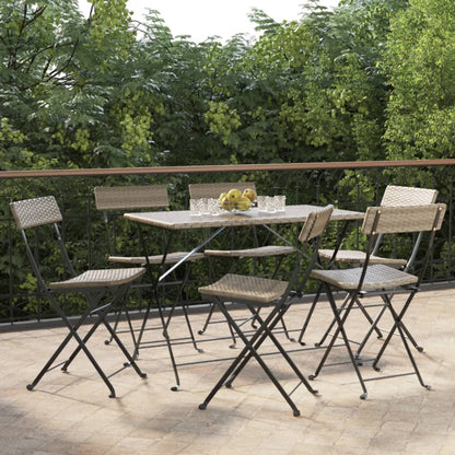 Sedie Pieghevoli da BistrÃ² 6 pz Grigie Polyrattan e Acciaio