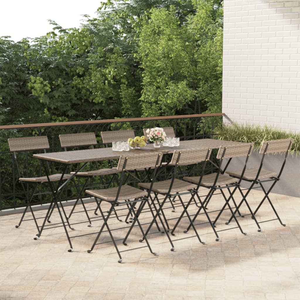 Sedie Pieghevoli da BistrÃ² 8 pz Grigie Polyrattan e Acciaio