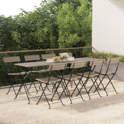Sedie Pieghevoli da BistrÃ² 8 pz Grigie Polyrattan e Acciaio