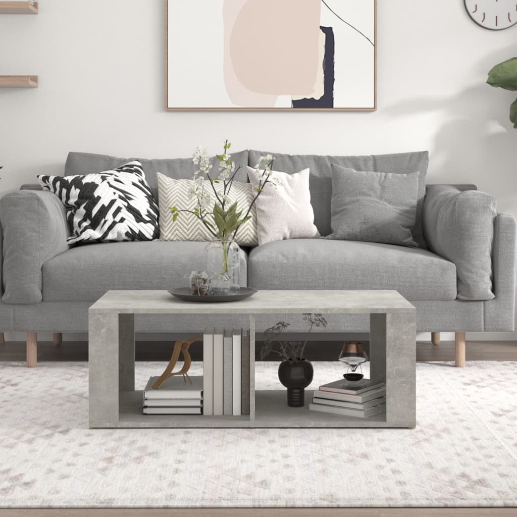 Tavolino Salotto Grigio Cemento 100x50x36 cm Legno Multistrato