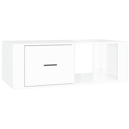 Tavolino Salotto Bianco Lucido 100x50,5x35 cm Legno Multistrato