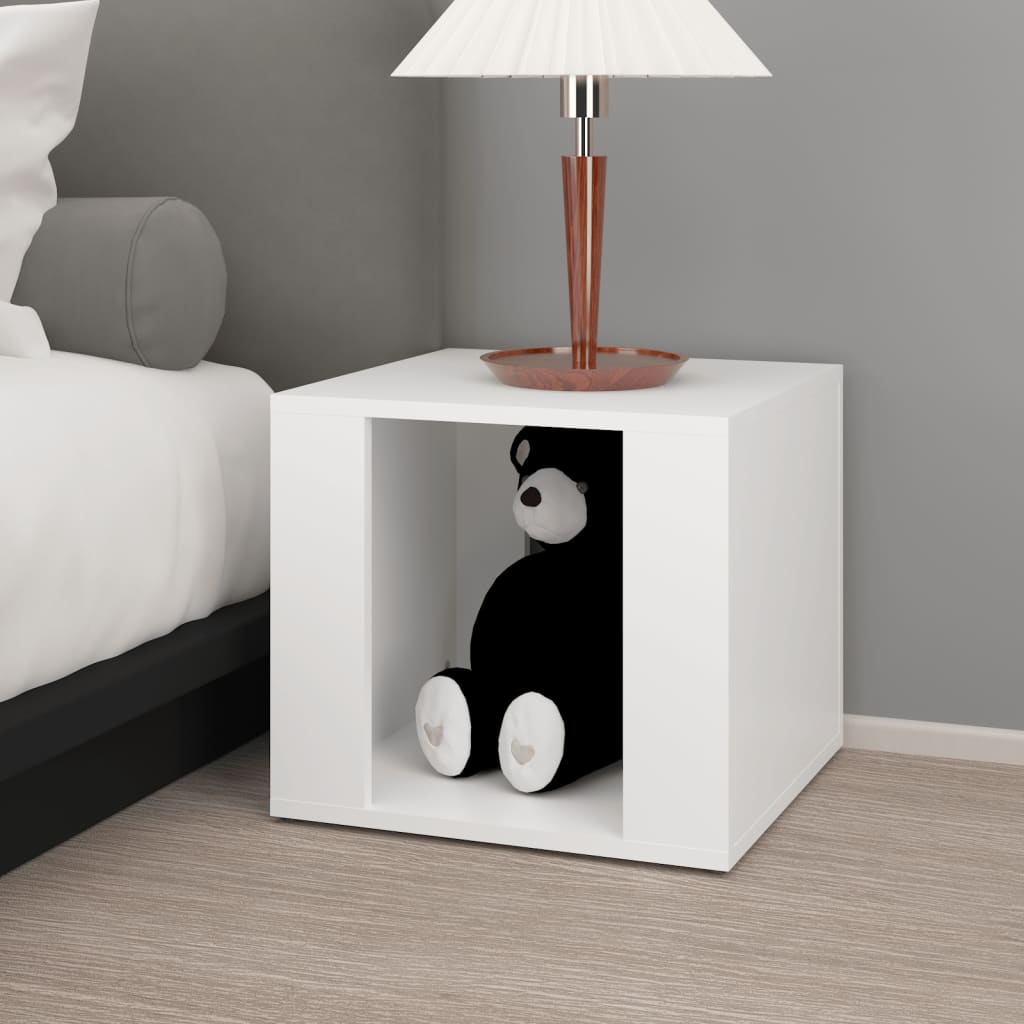 Comodino Bianco 41x40x36 cm in Legno Multistrato