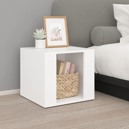 Comodino Bianco 41x40x36 cm in Legno Multistrato