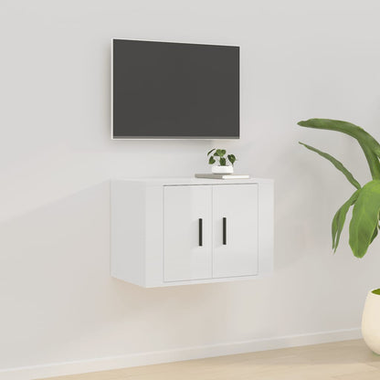 Mobile Porta TV a Parete Bianco Lucido 57x34,5x40 cm