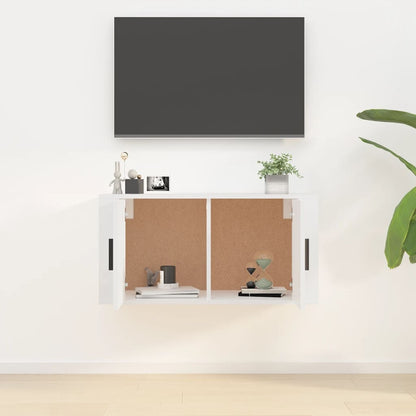 Mobile Porta TV a Parete bianco lucido 80x34,5x40 cm