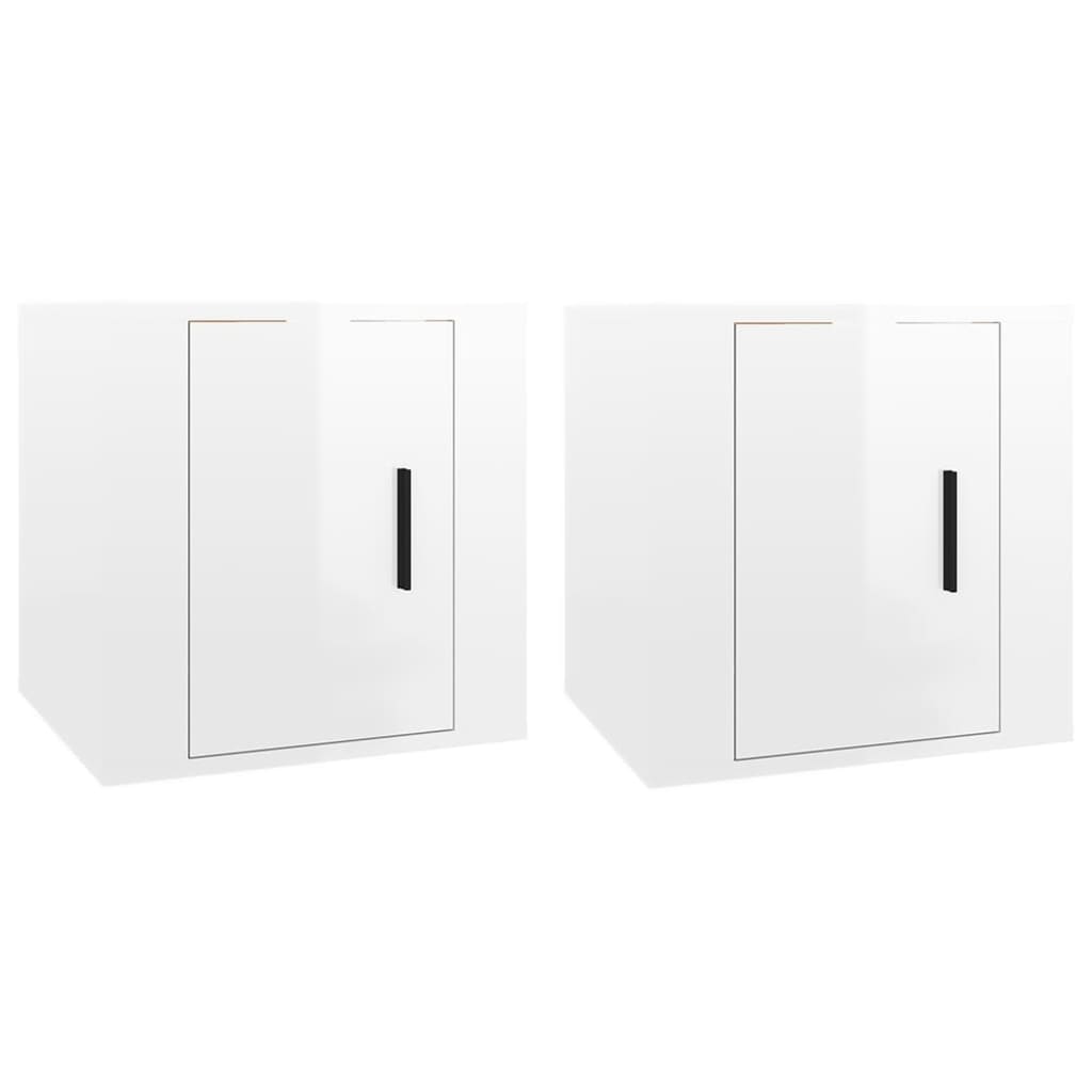 Mobili Porta TV a Parete 2 pz Bianco Lucido 40x34,5x40 cm