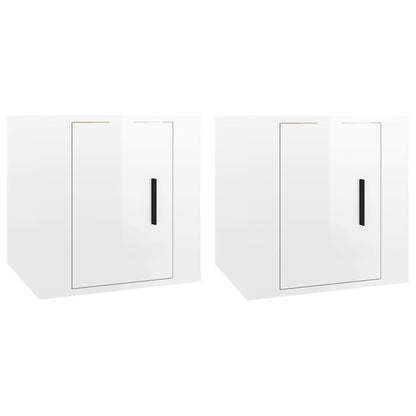 Mobili Porta TV a Parete 2 pz Bianco Lucido 40x34,5x40 cm