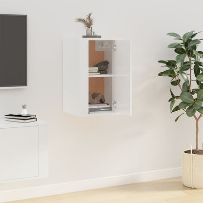 Mobile Porta TV a Parete Bianco Lucido 40x34,5x60 cm