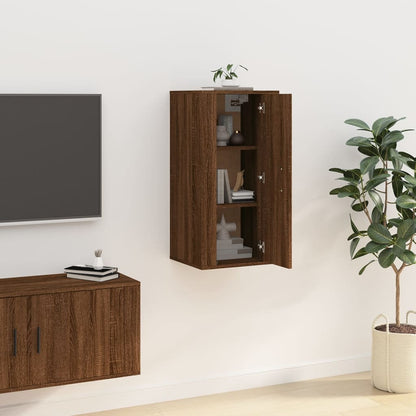 Mobile Porta TV a Parete Rovere Marrone 40x34,5x80 cm