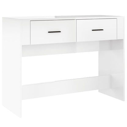 Tavolino Consolle Bianco Lucido 100x39x75 cm Legno Multistrato