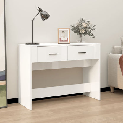 Tavolino Consolle Bianco Lucido 100x39x75 cm Legno Multistrato