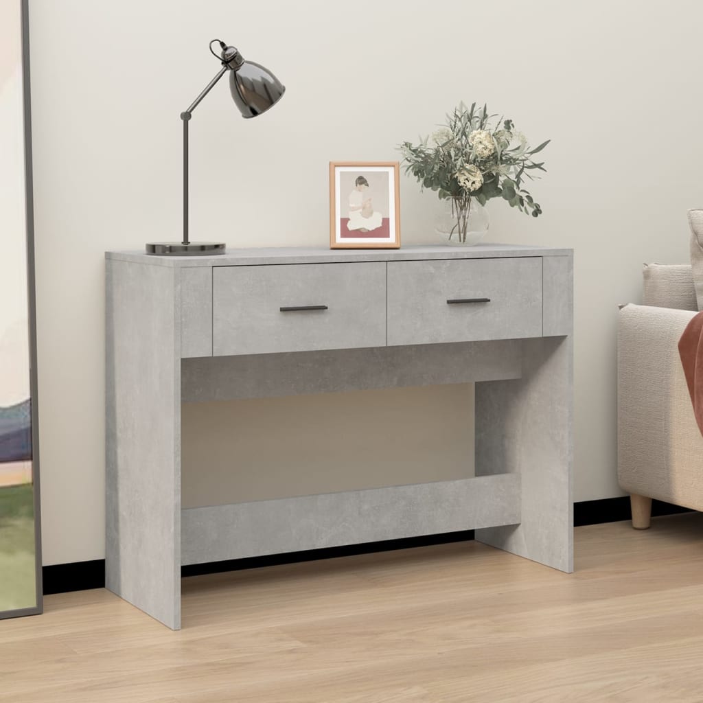 Tavolino Consolle Grigio Cemento 100x39x75 cm Legno Multistrato