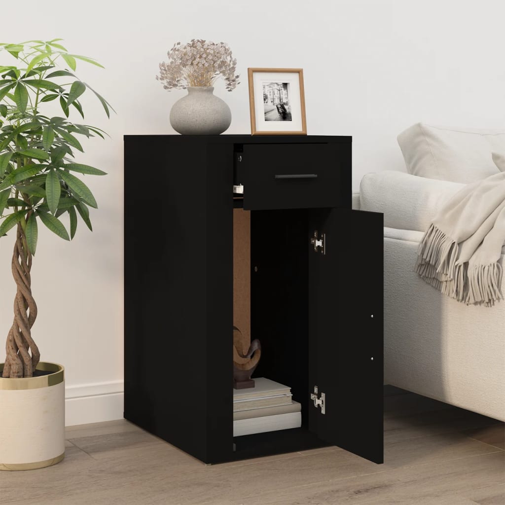 Armadietto da Scrivania Nero 40x49x75 cm in Legno Multistrato