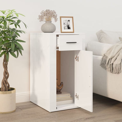 Armadietto Scrivania Bianco Lucido 40x49x75cm Legno Multistrato