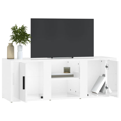Mobile Porta TV Bianco Lucido 100x31,5x35 cm Legno Multistrato