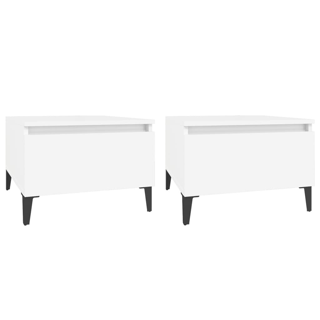 Tavolini Bianchi 2pz 50x46x35 cm in Legno Multistrato