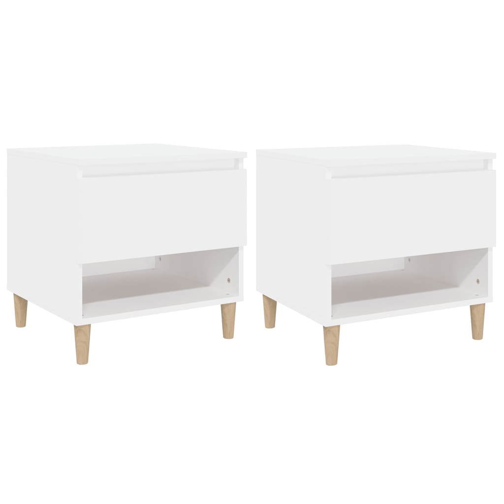 Comodini 2 pz Bianchi 50x46x50 cm in Legno Multistrato