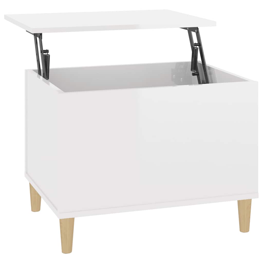 Tavolino Salotto Bianco Lucido 60x44,5x45 cm Legno Multistrato